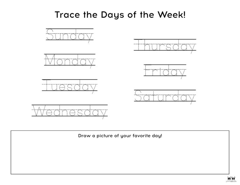 Days of the Week Worksheets & Printables - 50 Free Pages | Printabulls