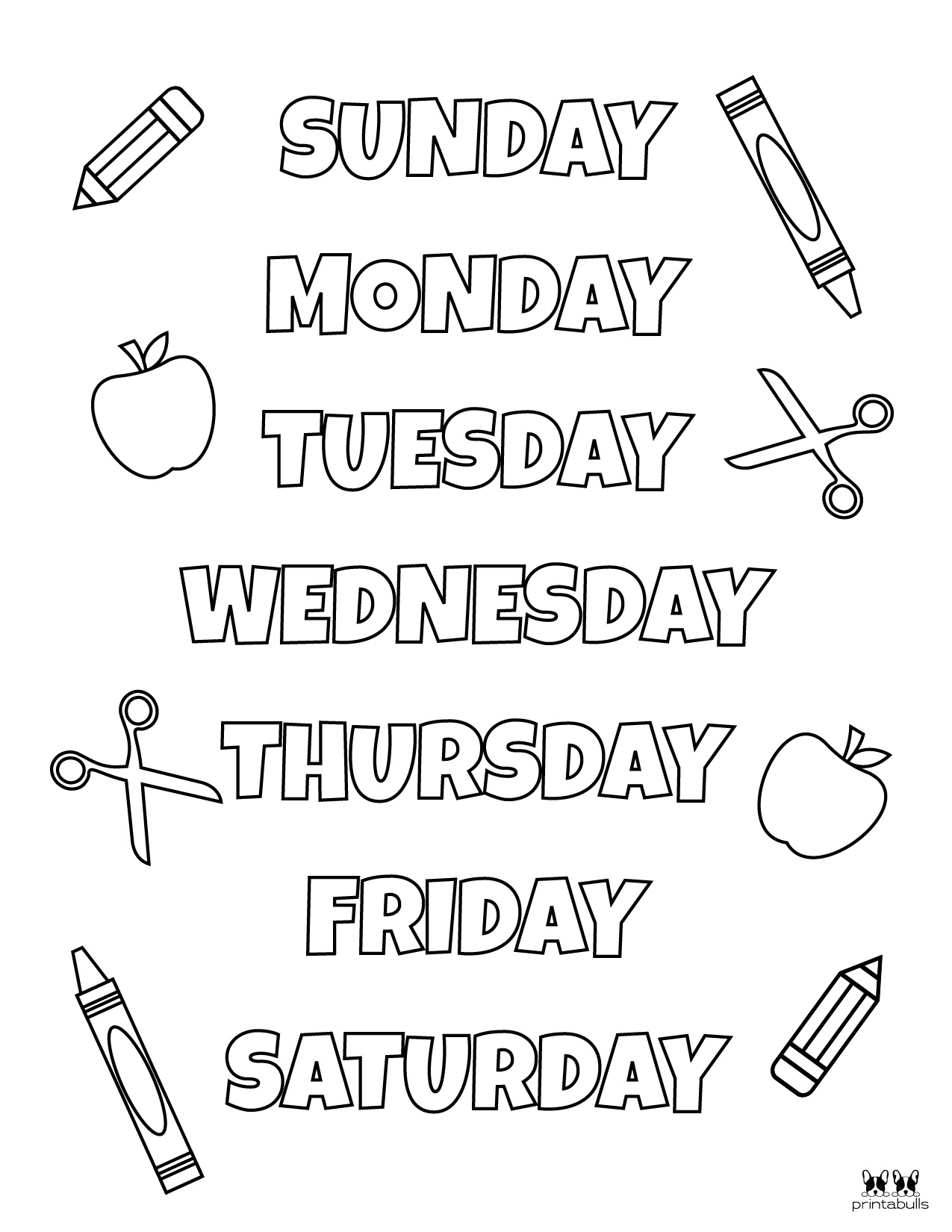 Days Of The Week Printables Free