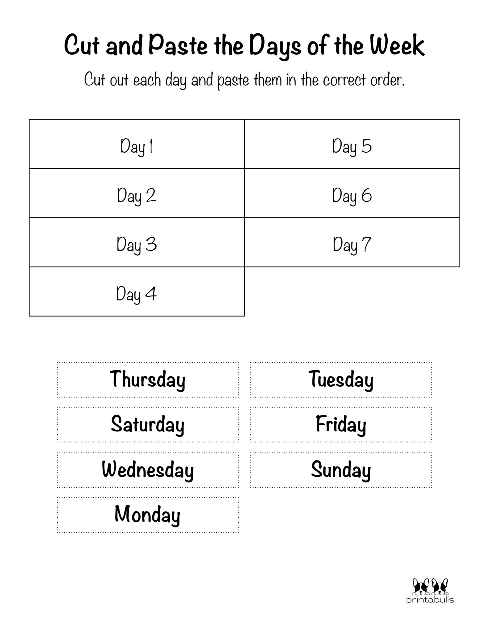 Days of the Week Worksheet