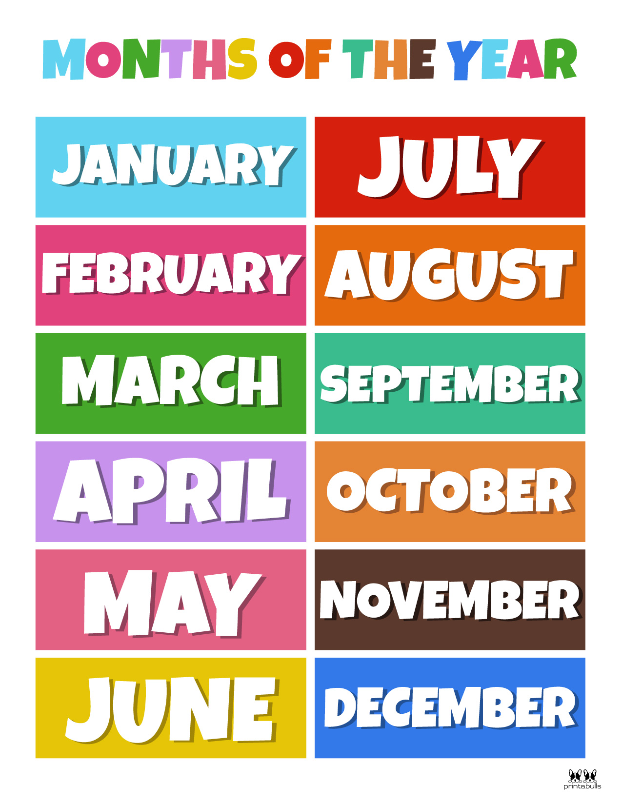 Month Of The Year Printable