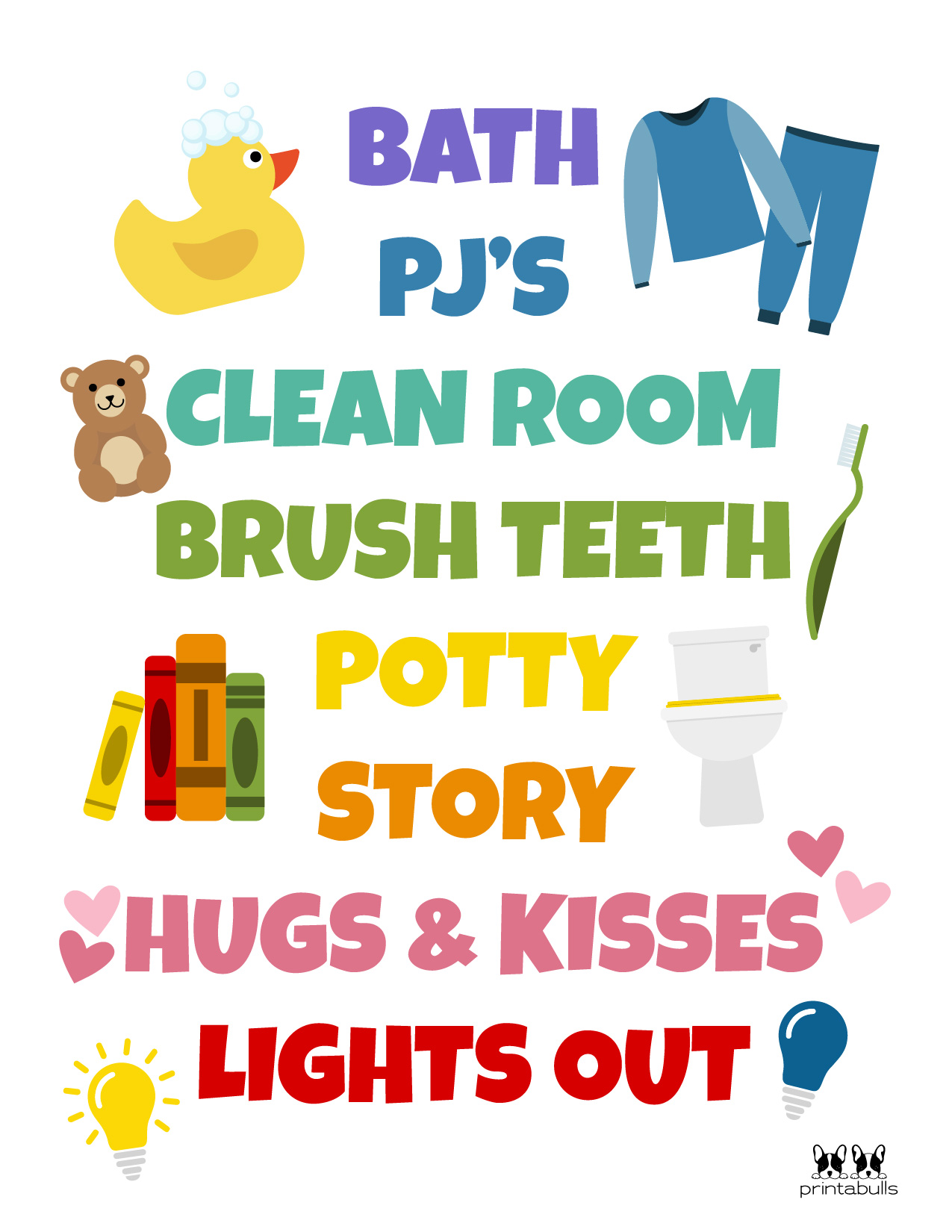 Bedtime Routine Charts 20 Free Printables Printabulls