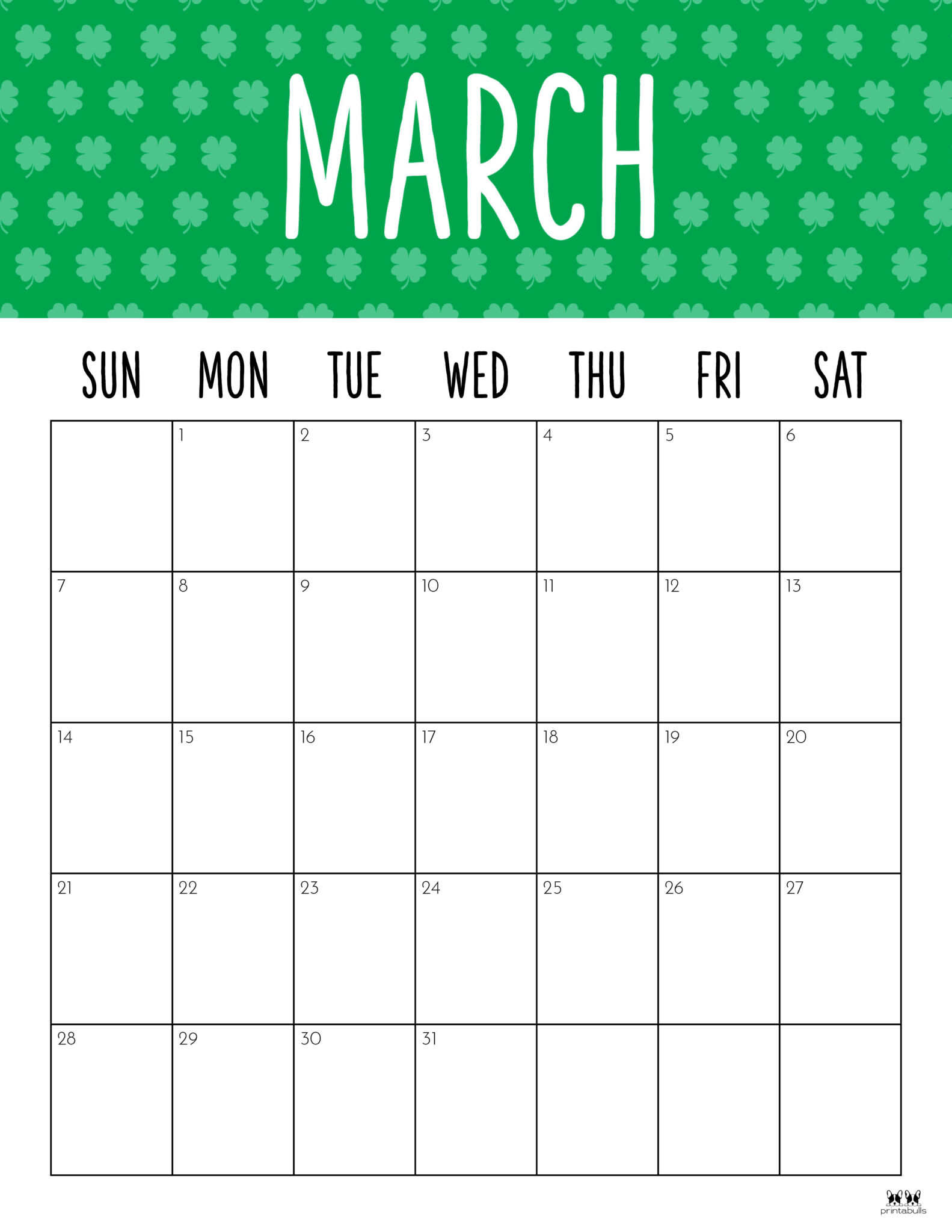 March 2021 Calendars - Free Printables | Printabulls