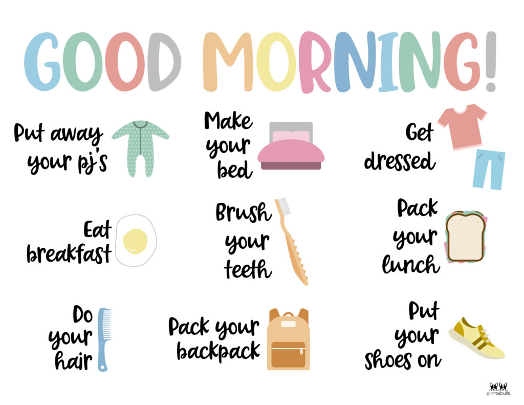 Morning Routine Charts 15 Free Printables PrintaBulk