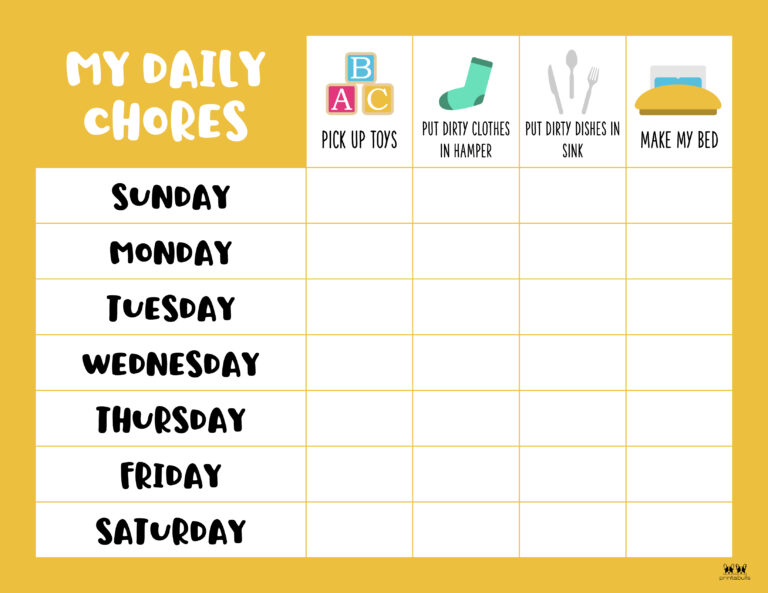 Toddler Chore Charts - Free Printables | Printabulls