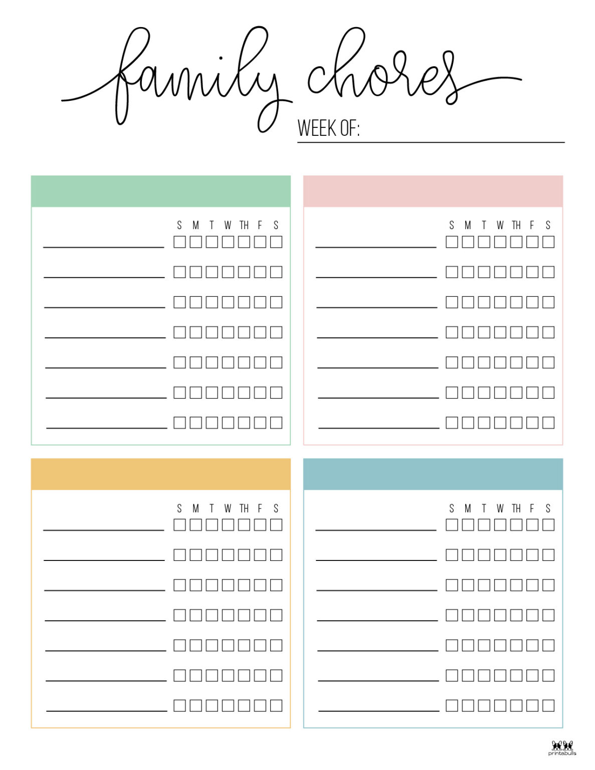 Multiple Children Chore Charts - 10 Free Printable Charts | Printabulls