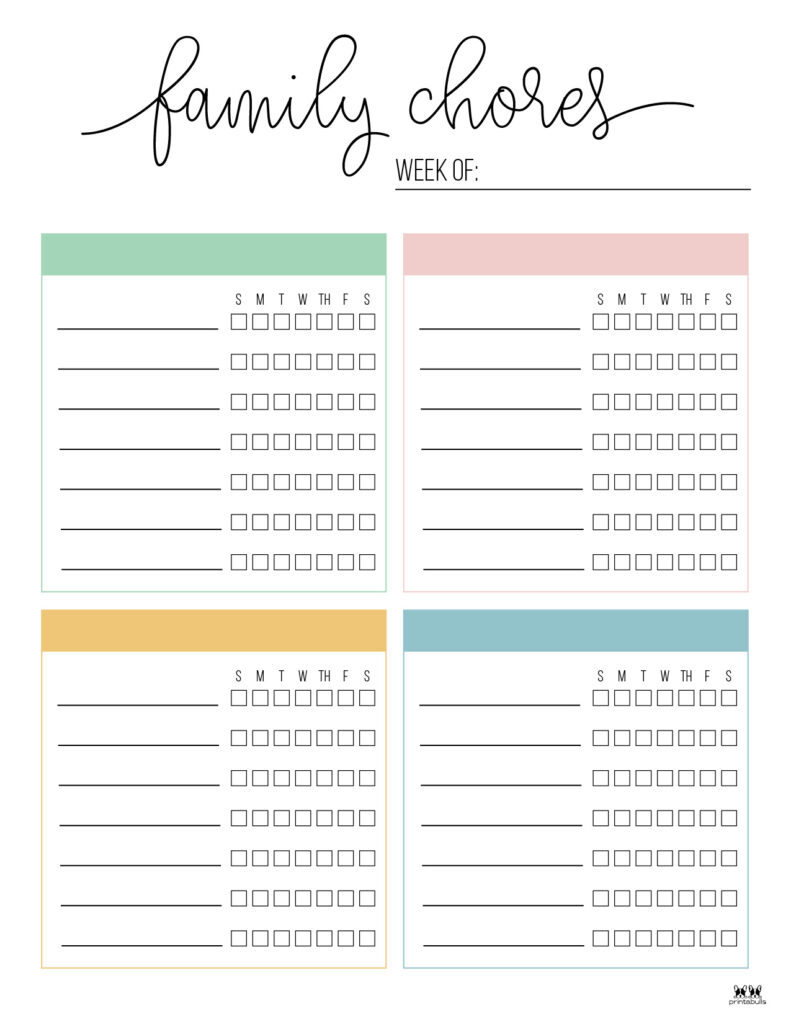 Free Printable Family Chore Chart Template