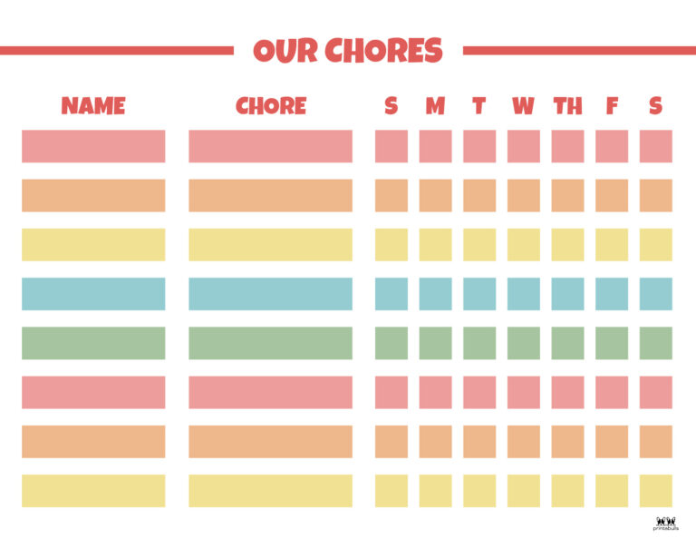 Multiple Children Chore Charts - 10 Free Printable Charts | Printabulls