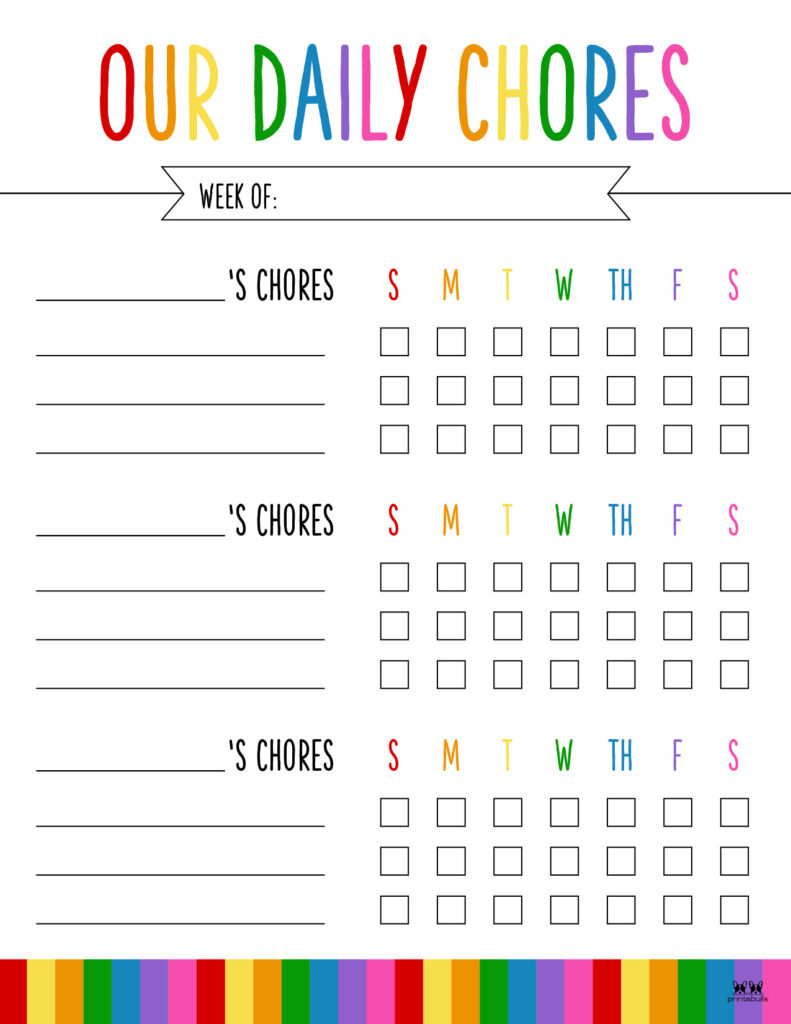 Multiple Children Chore Charts 10 Free Printable Charts PrintaBulk