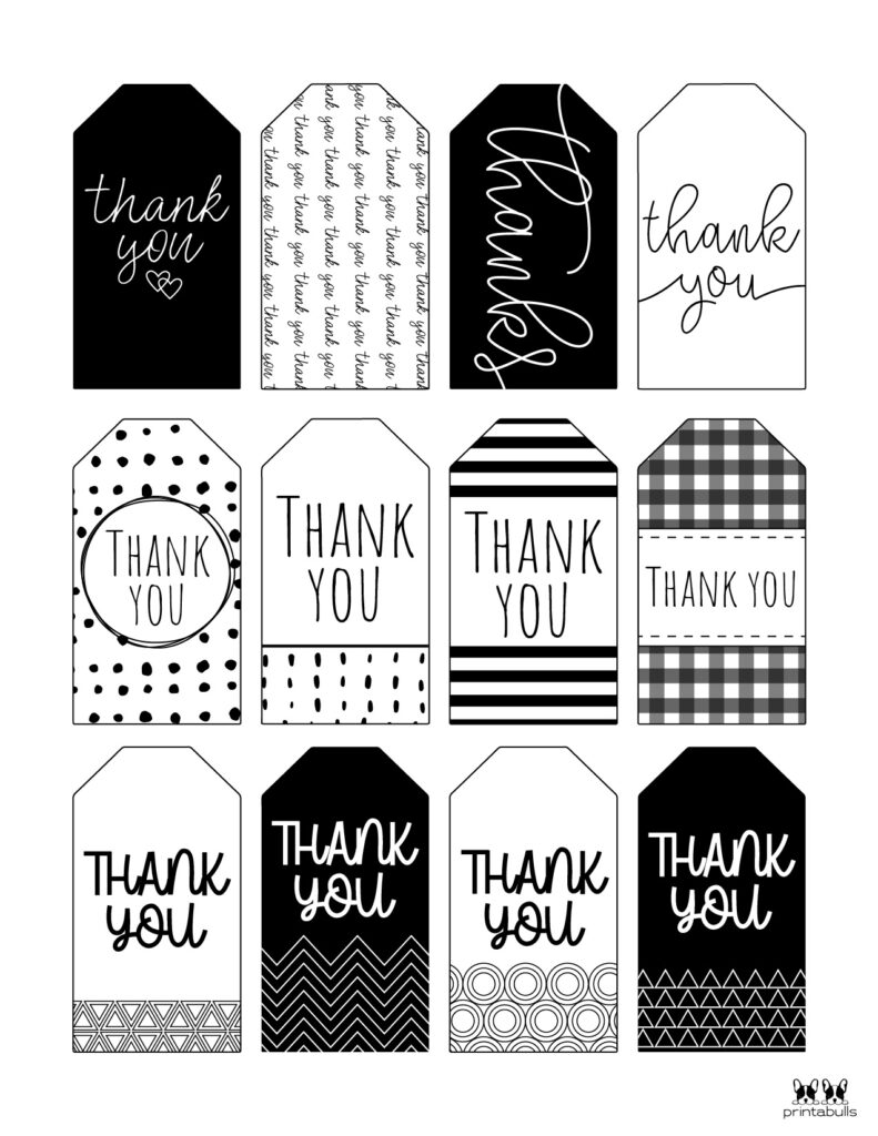 Printable Circular Thank You Tags Template in 5 Styles - Downloadable PDF -  Favor Thank You Tags Thank You Printable Thank You Tag
