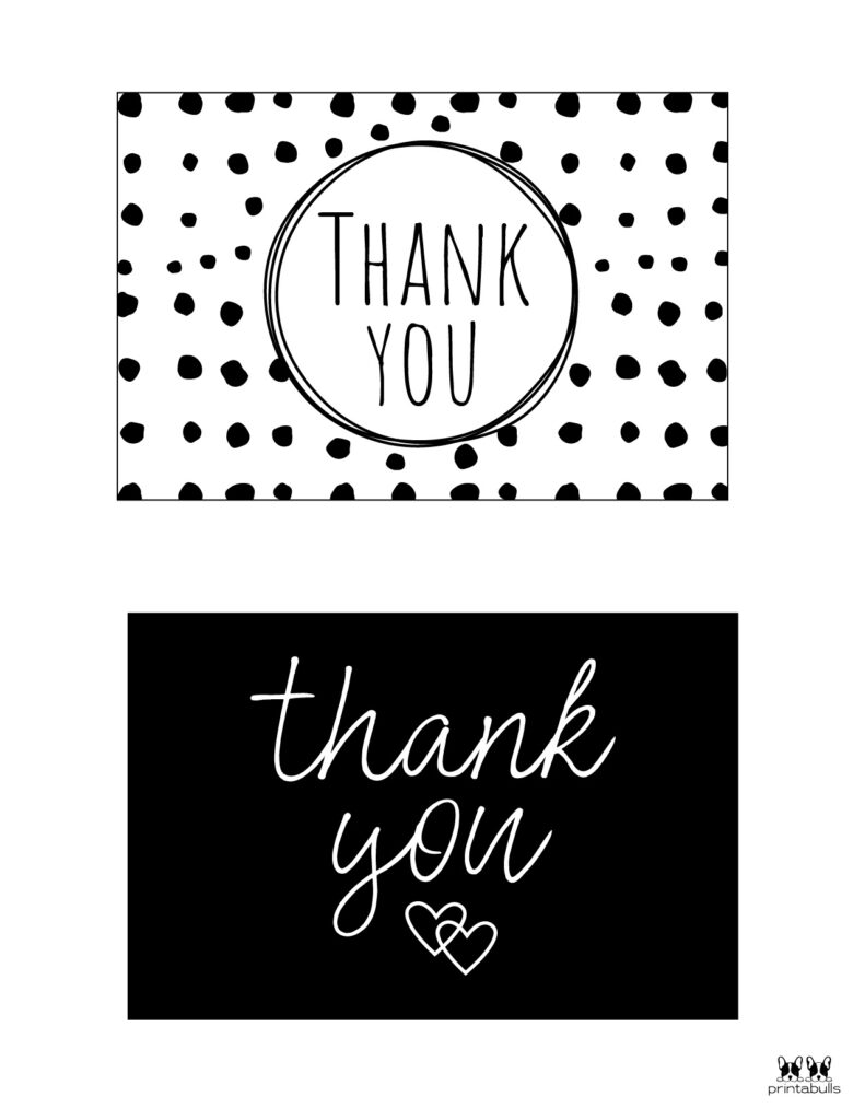 Printable Black and White Thank You Cards-Page 1