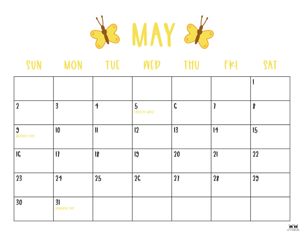 Printable May 2021 Calendar-Style 10