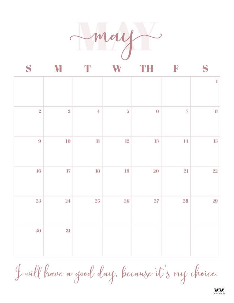 Printable May 2021 Calendar-Style 13