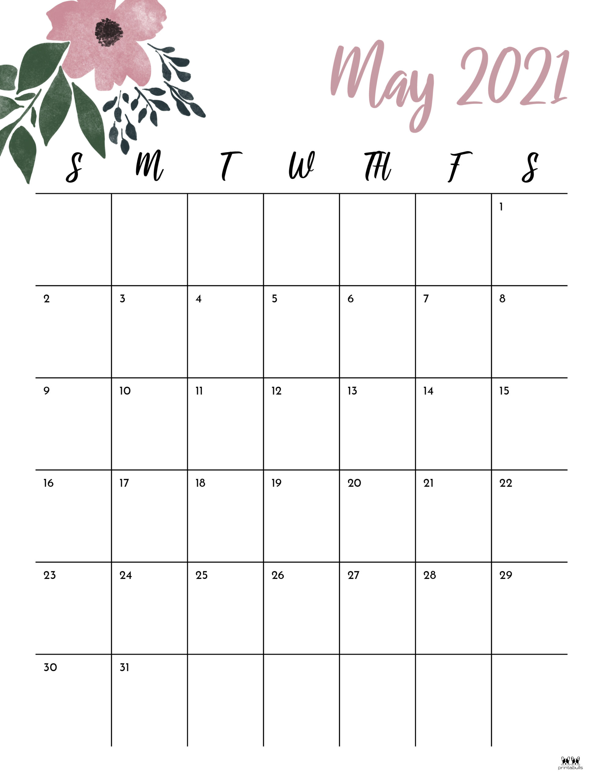 Free Printable May 2021 Calendar By Calendar Printables Com Printable ...