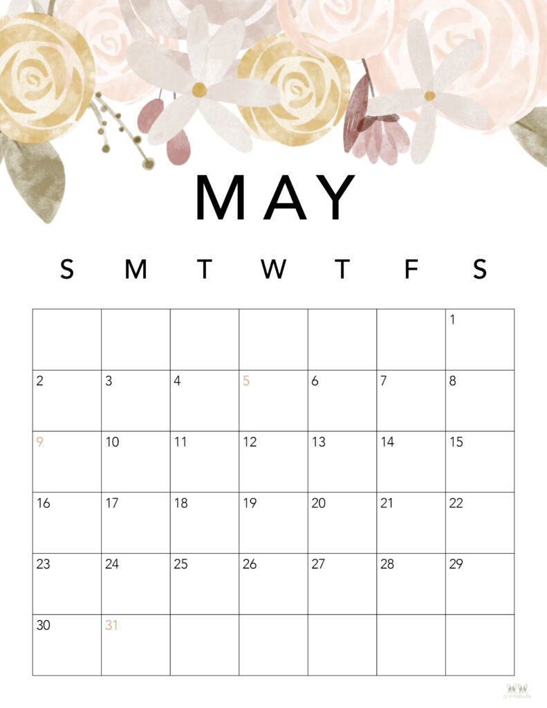 Printable May 2021 Calendar-Style 4