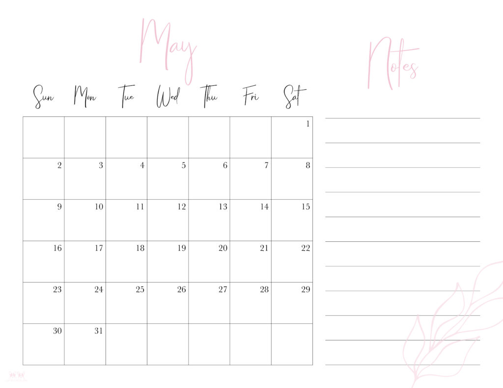Printable May 2021 Calendar-Style 7