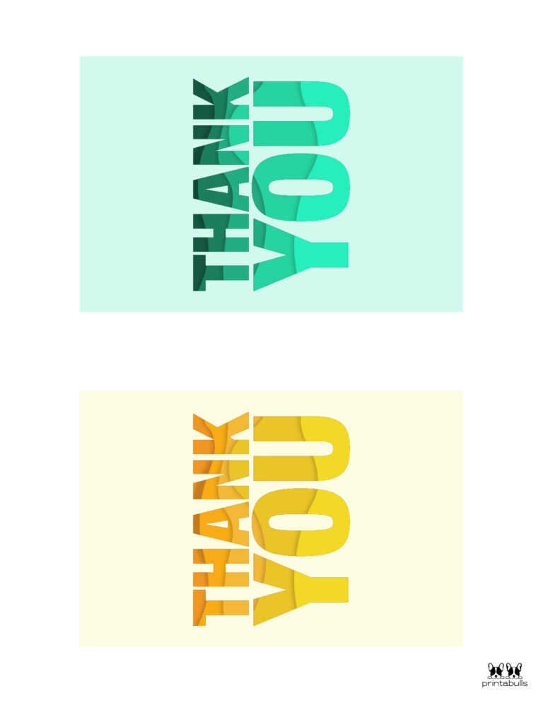 150+ Printable Thank You Cards - FREE | Printabulls