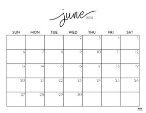 June 2021 Calendars - 15 Free Printables | Printabulls