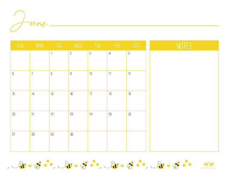 June 2021 Calendars - 15 Free Printables | Printabulls