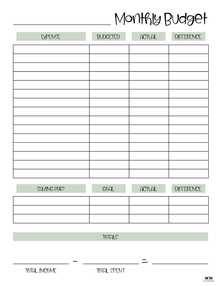 Monthly Budget Planners - 20 FREE Printables | Printabulls