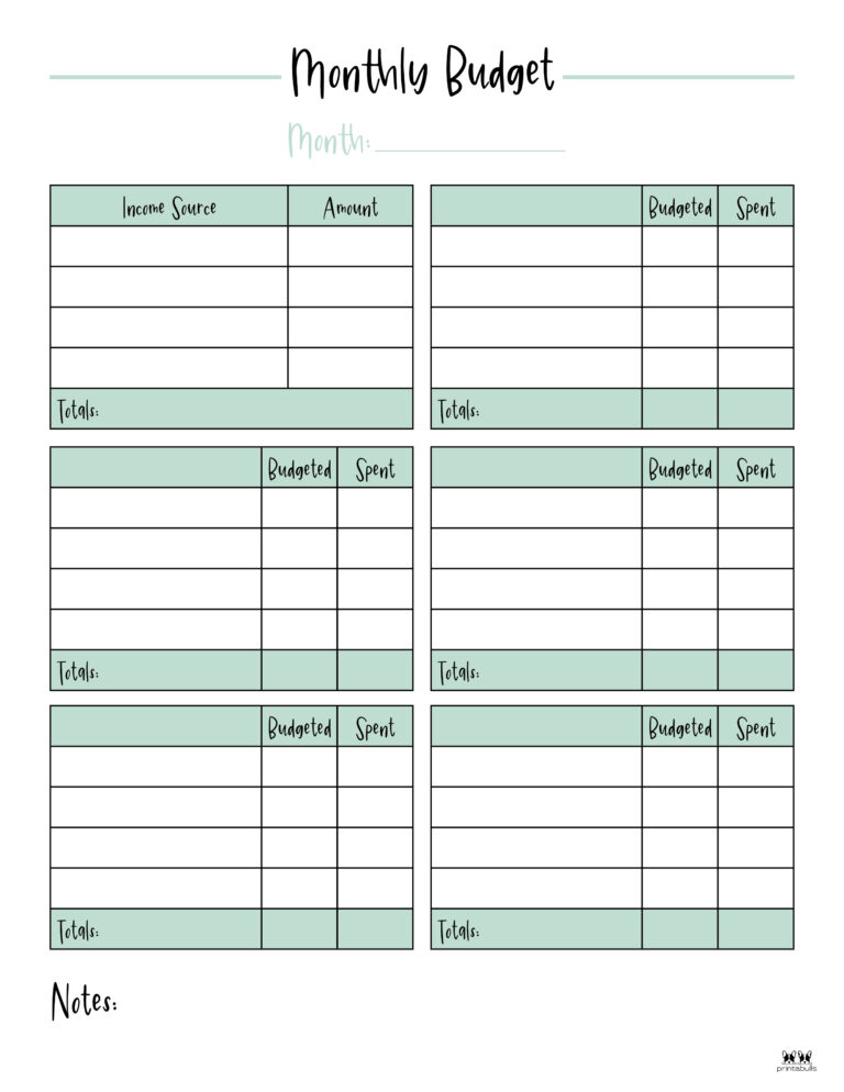 Monthly Budget Planners - 20 FREE Printables | Printabulls