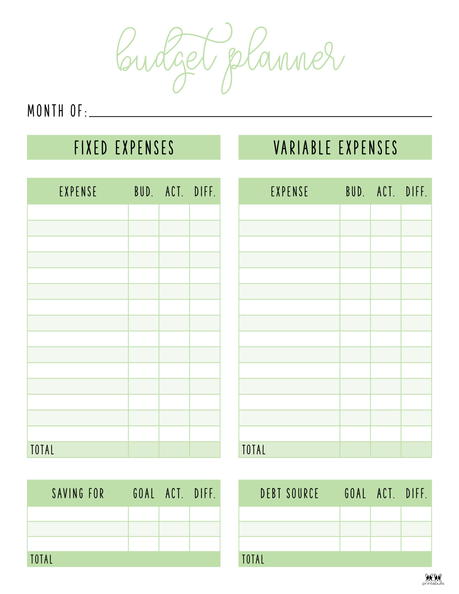 Monthly Budget Planners - 20 FREE Printables | Printabulls