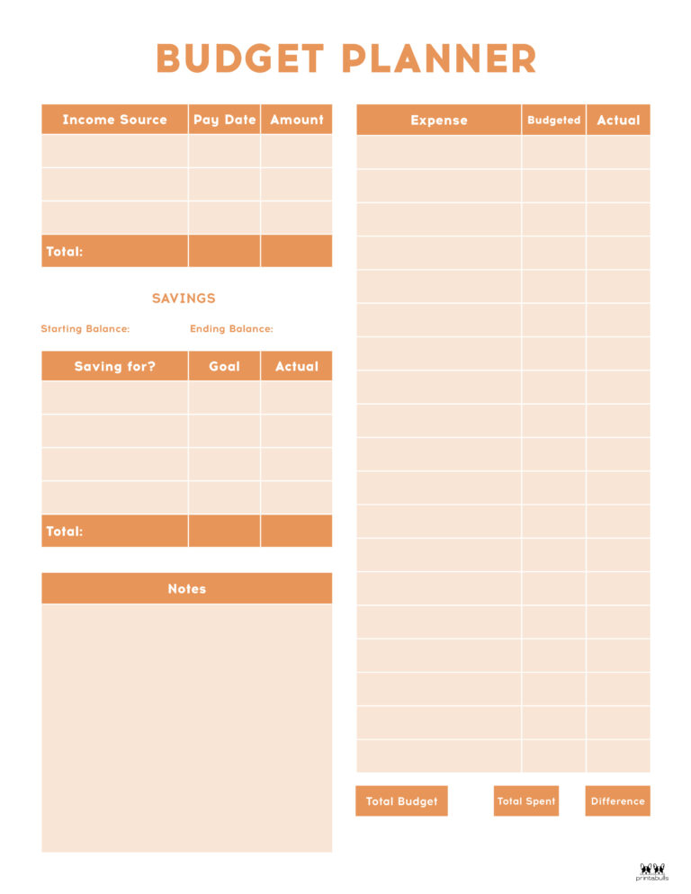 Monthly Budget Planners - 20 FREE Printables | Printabulls