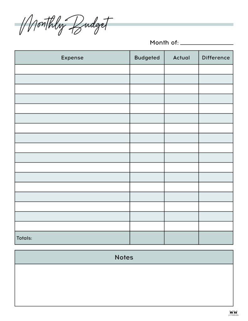 monthly budget excel template free