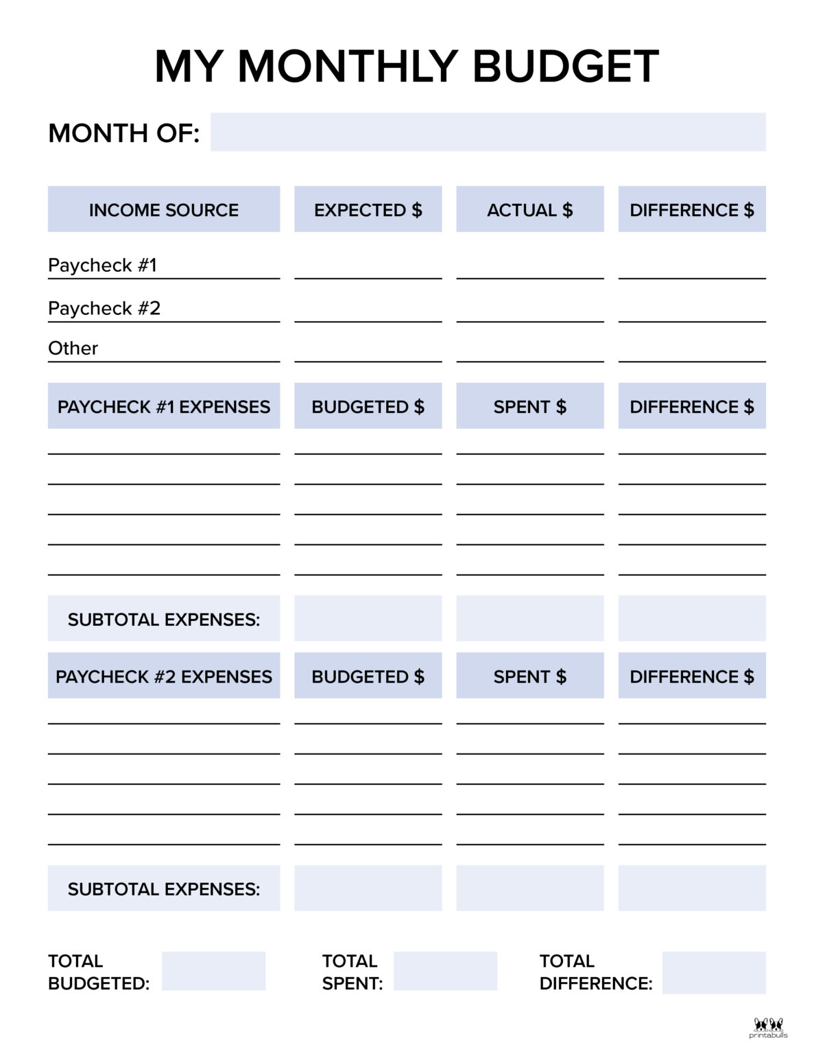 budget planner with calendar