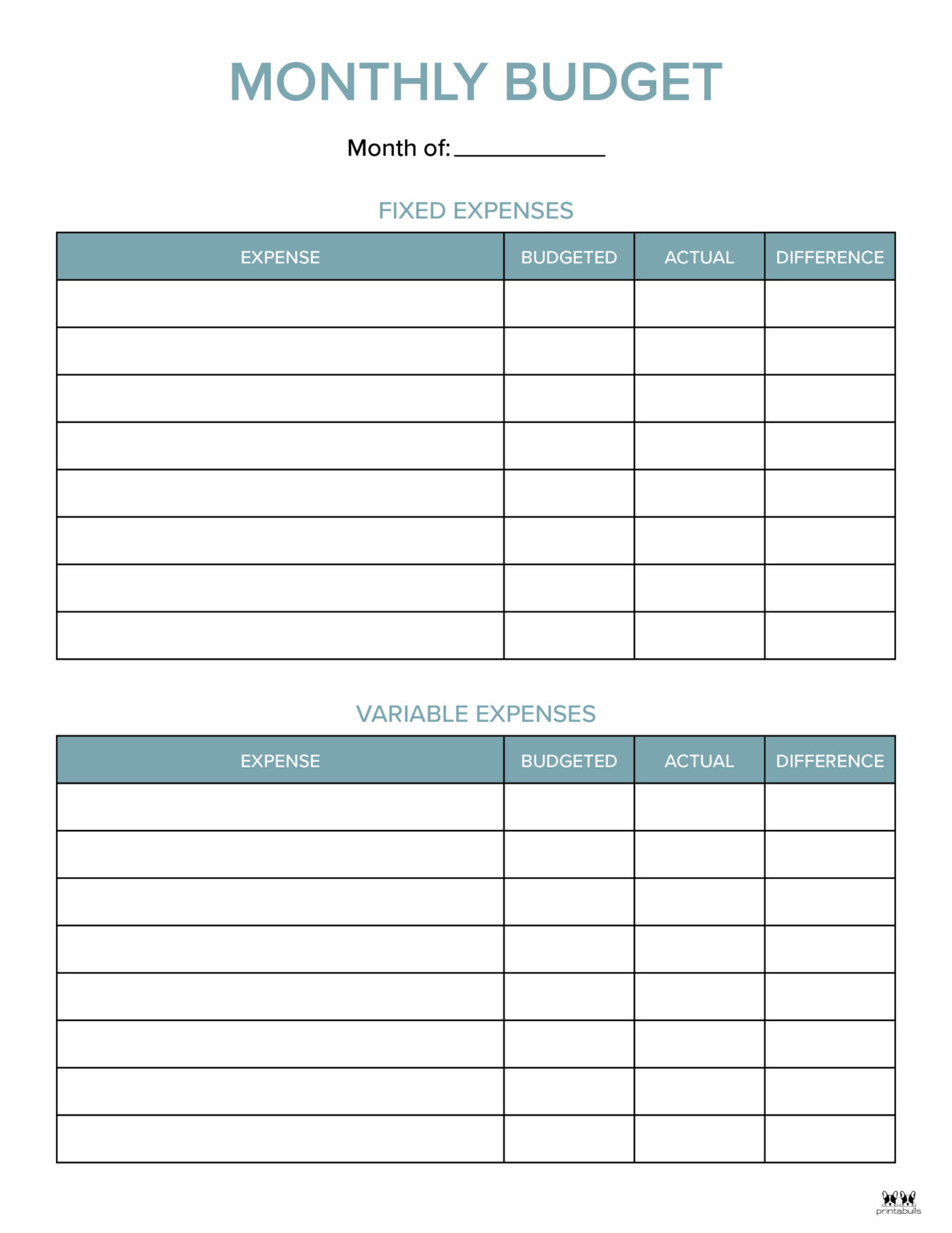 Monthly Budget Planners - 20 FREE Printables | Printabulls