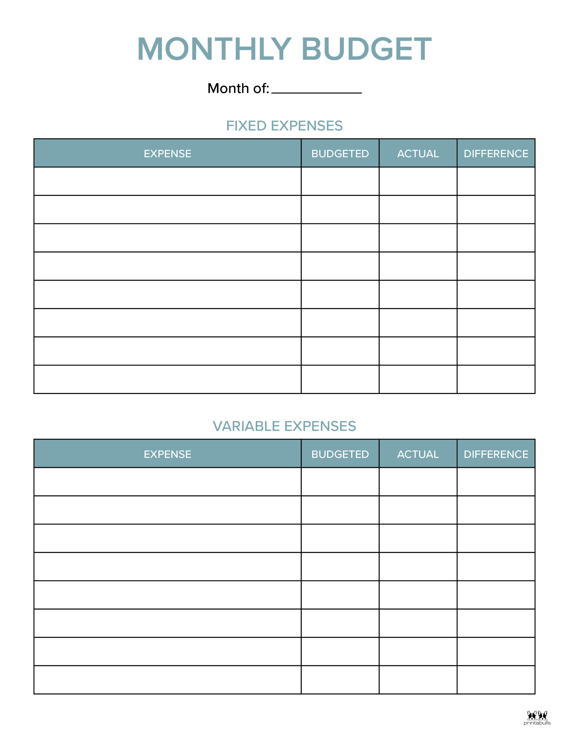 Monthly Budget Planners 20 FREE Printables Printabulls