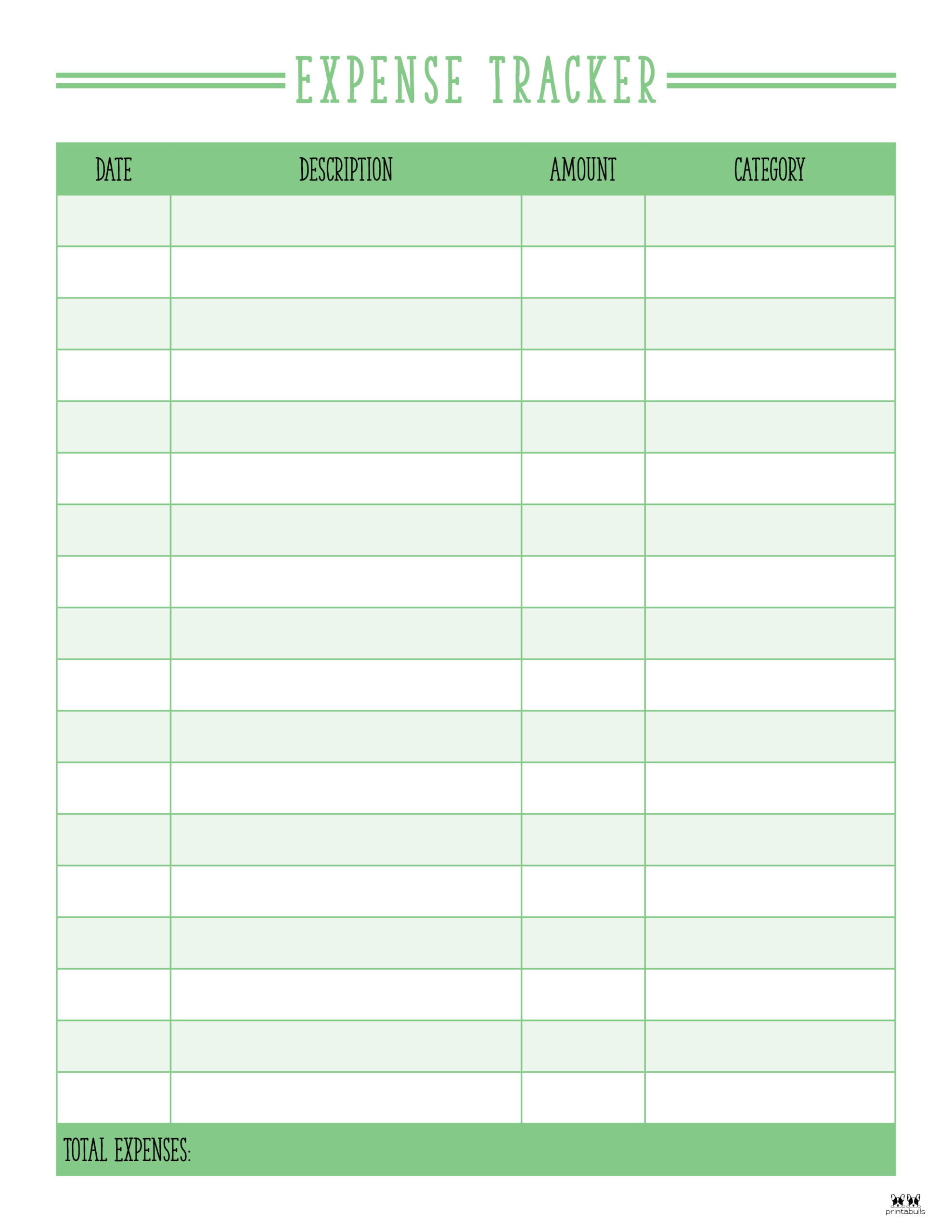 expense tracker checklist printable