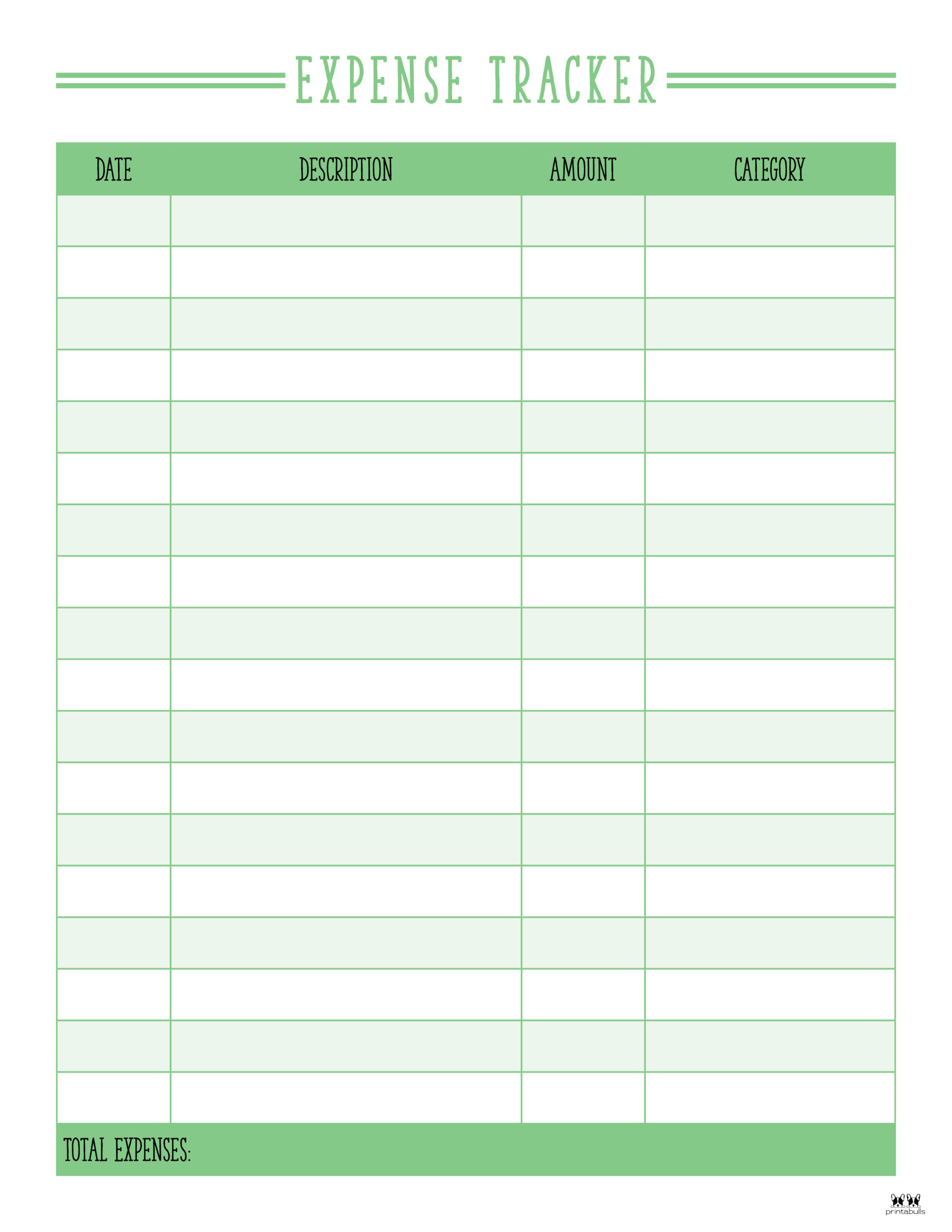 Expense Tracker Printable Free