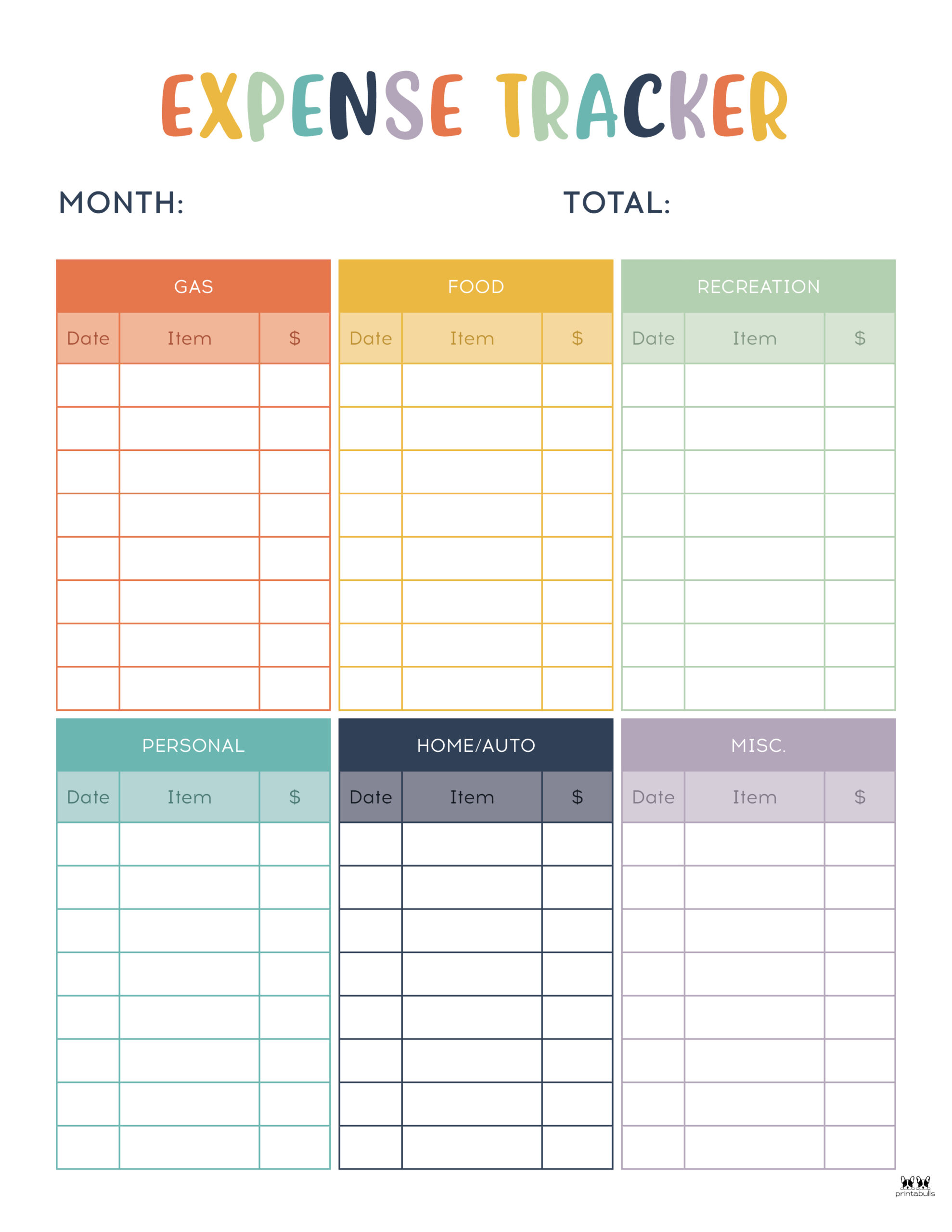 Expense Tracker Printable Free