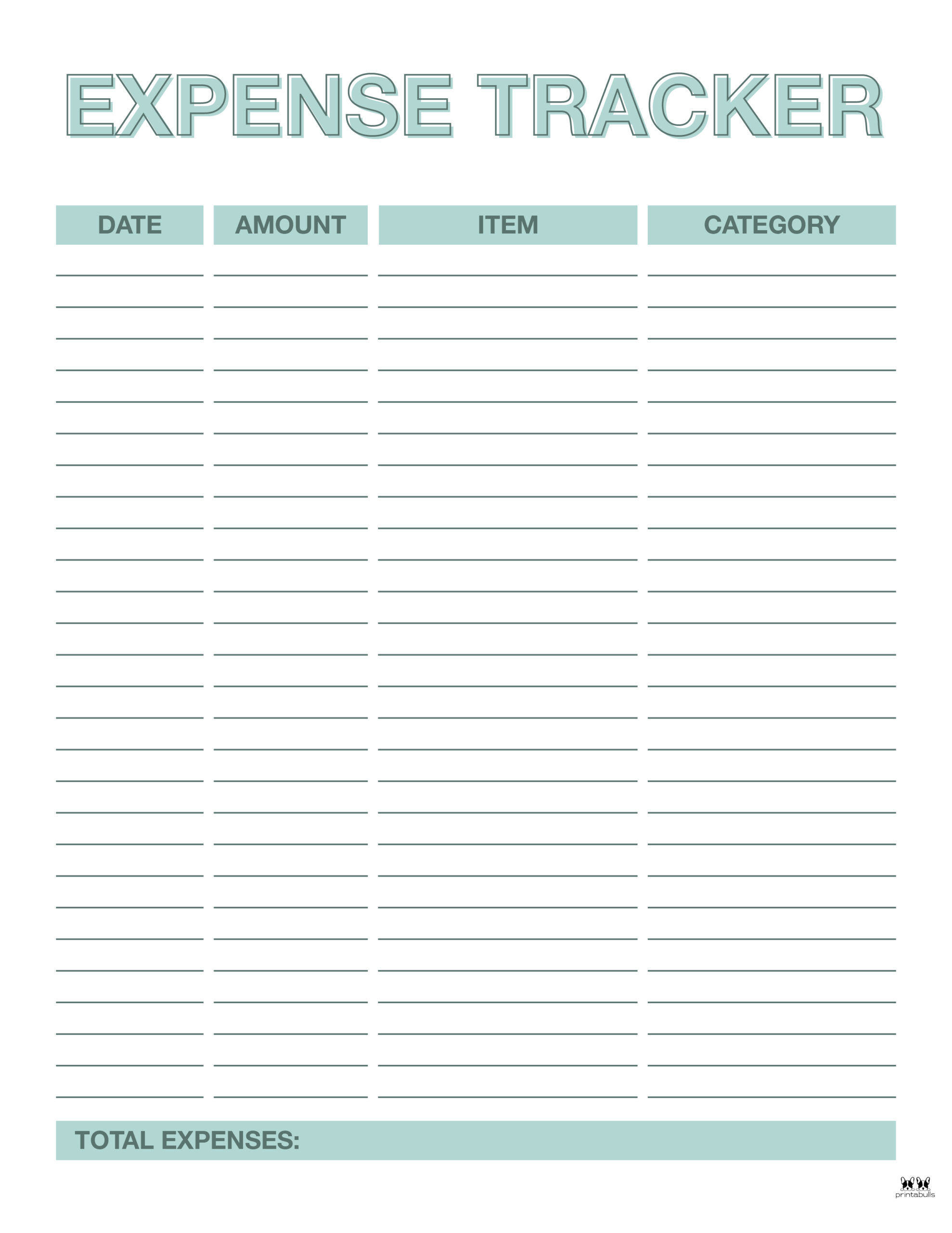 business budget tracker expense sheet printable