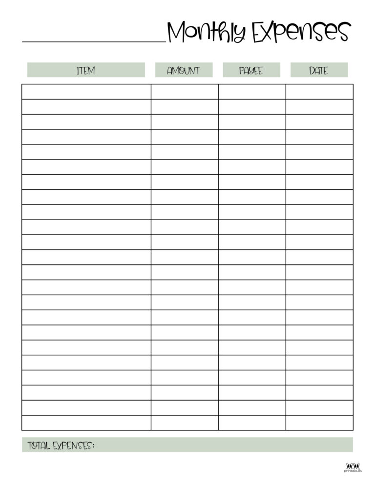 Expense Tracker Printables - 20 FREE Options | Printabulls