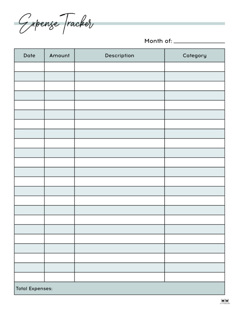 free printable expense tracker in color