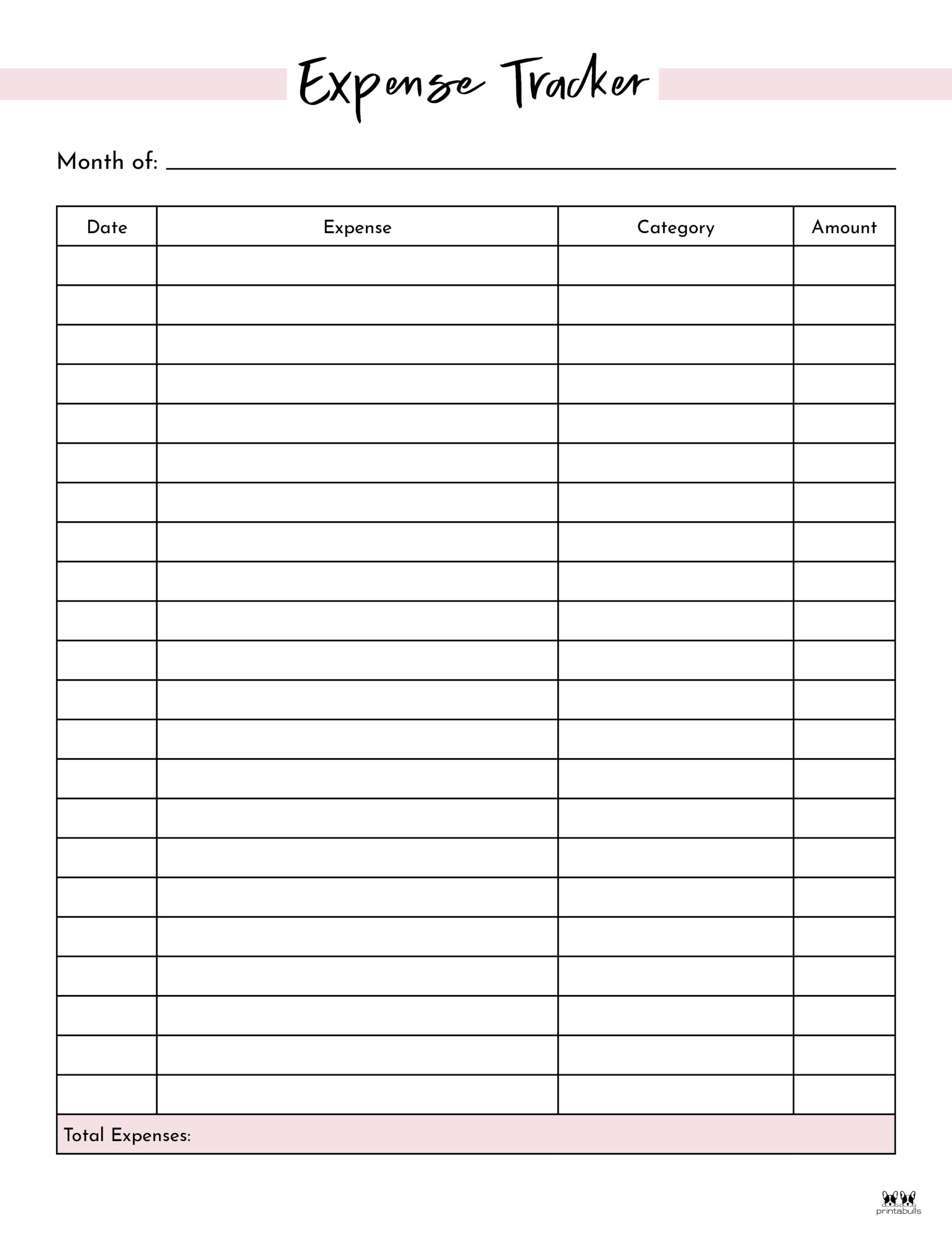 Expense Tracker Printables 20 FREE Options PrintaBulk