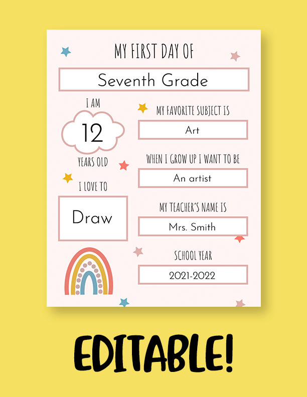 First Day of School Signs For 2023/24 300+ FREE Printables Printabulls