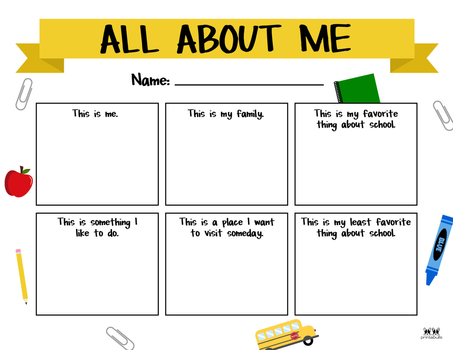 All About Me Printable Worksheets - 50 FREE Printables | Printabulls