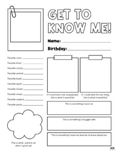 All About Me Printable Worksheets - 50 FREE Printables | Printabulls