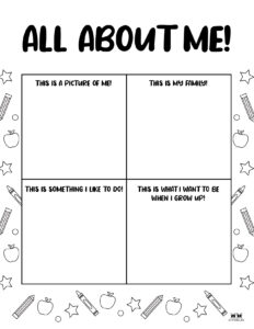 All About Me Printable Worksheets - 50 Free Printables 