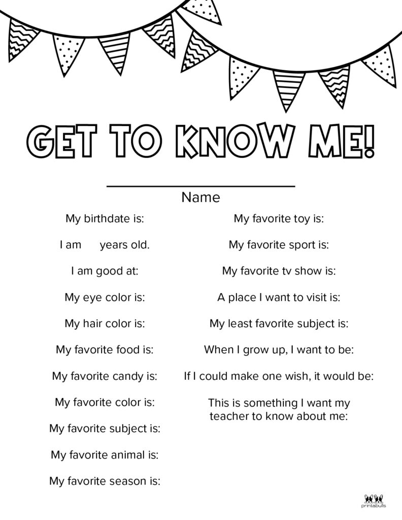 Printable All About Me Activities