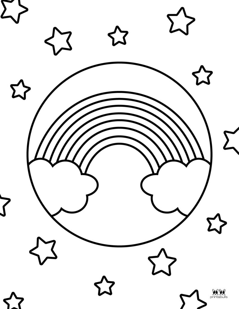 simple coloring page for kids of a rainbow and a sun. cute and easy design  that you can print on standard A4 paper Stock Illustration