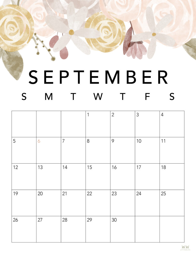 Printable September Calendar-Style 4