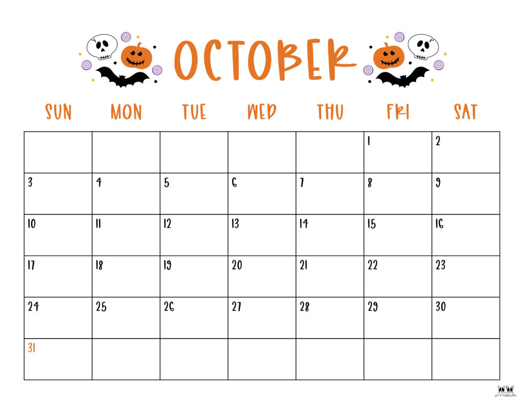 Printable October 2021 Calendar-Style 10