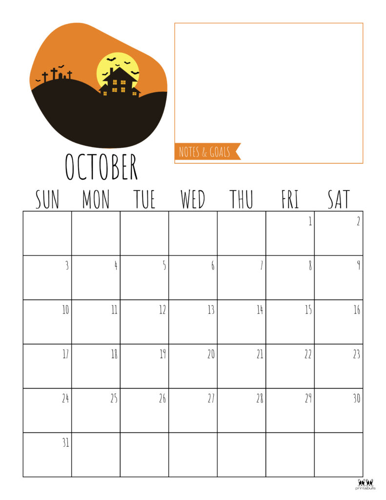 Printable October 2021 Calendar-Style 8