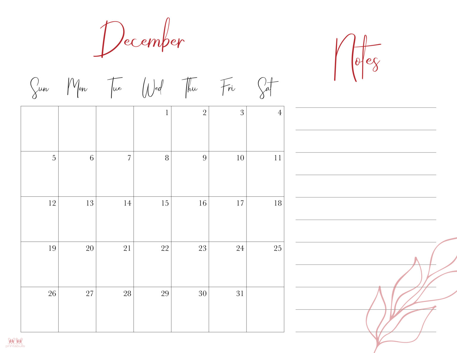 December 2021 Calendars 15 Free Printables Printabulls 