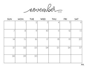 November 2021 Calendars - 15 FREE Printables | Printabulls