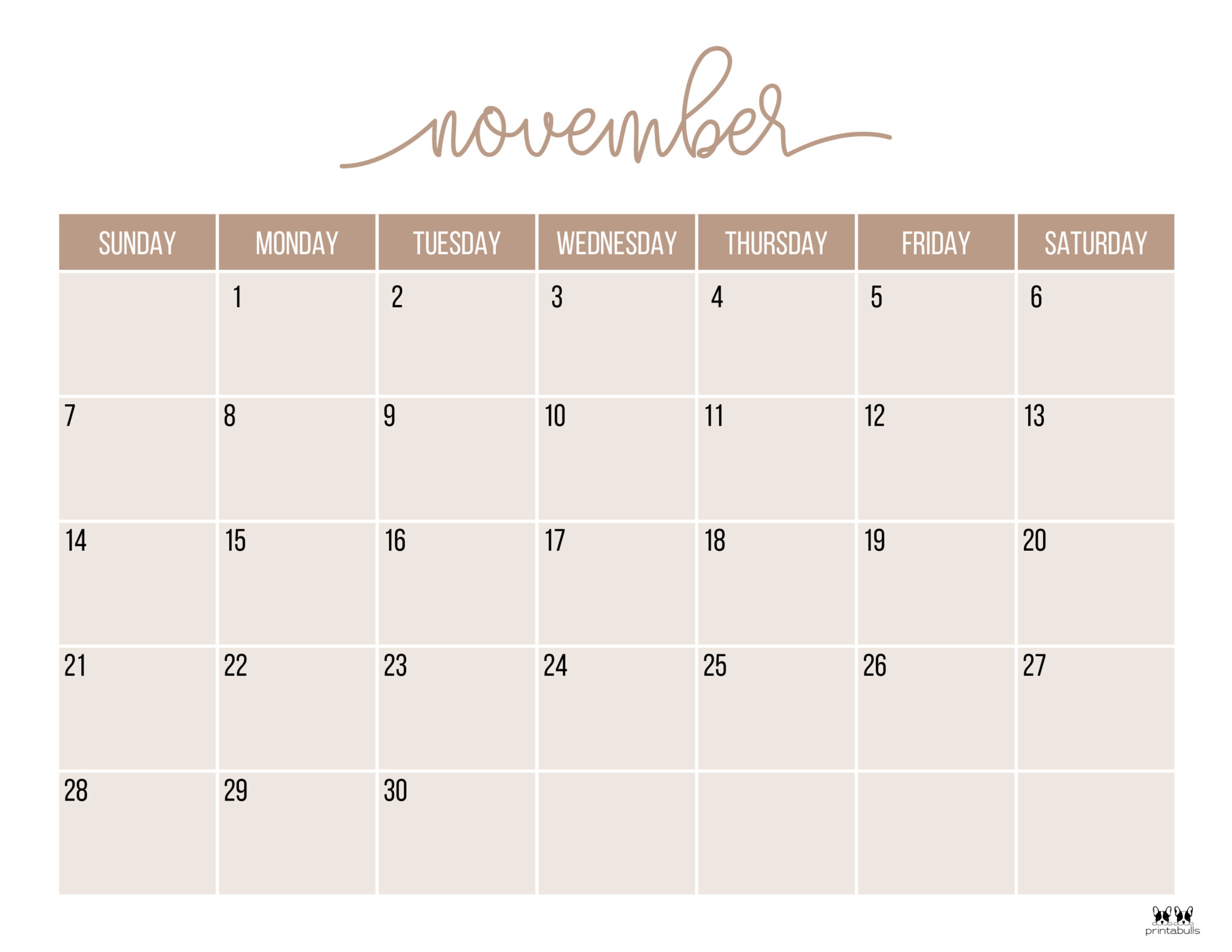 November 2021 Calendars - 15 FREE Printables | Printabulls