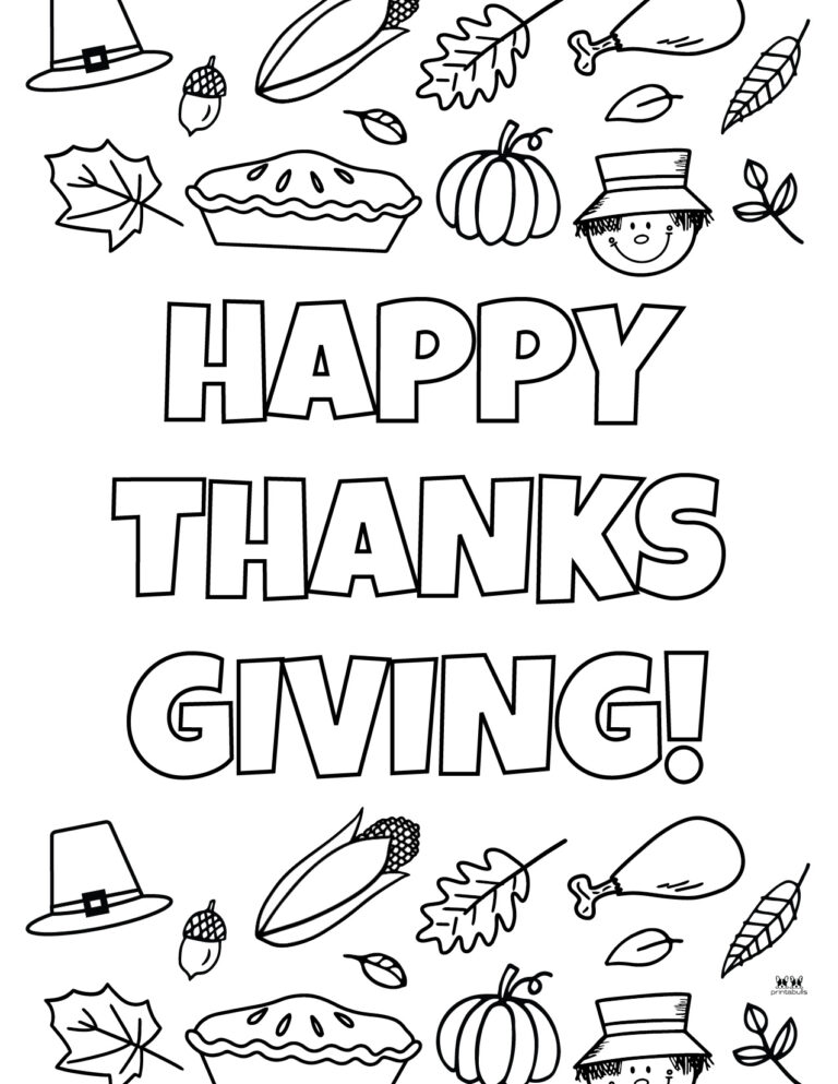 Happy Thanksgiving Coloring Pages - 20 FREE Printables | Printabulls